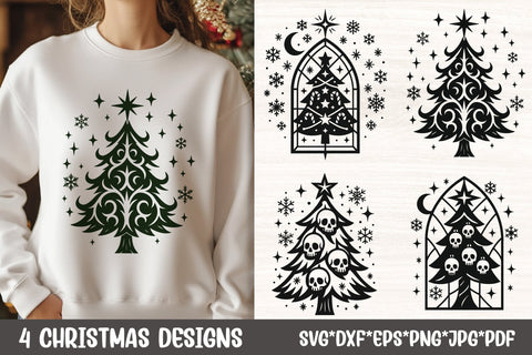 Gothic Christmas Tree SVG Files | Ornamental & Skull Trees for Cricut SVG Tafti Art 