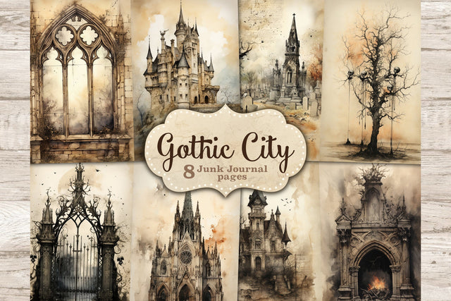 Gothic City Junk Journal Pages | Vintage Ephemera Bundle SVG GlamArtZhanna 