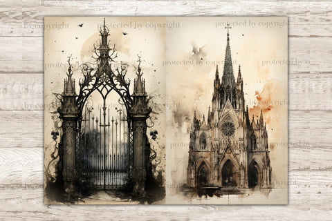 Gothic City Junk Journal Pages | Vintage Ephemera Bundle SVG GlamArtZhanna 