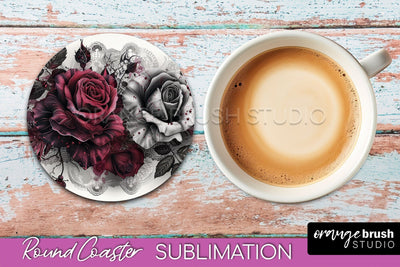 Gothic Coaster Sublimation - Dark Academia Round Coaster Sublimation OrangeBrushStudio 