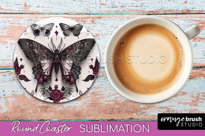Gothic Coaster Sublimation - Dark Academia Round Coaster Sublimation OrangeBrushStudio 