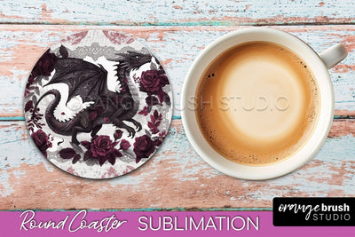 Gothic Coaster Sublimation - Dark Academia Round Coaster Sublimation OrangeBrushStudio 