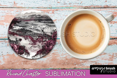 Gothic Coaster Sublimation - Dark Academia Round Coaster Sublimation OrangeBrushStudio 