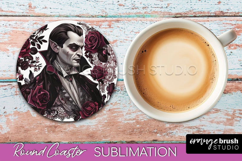 Gothic Coaster Sublimation - Dark Academia Round Coaster Sublimation OrangeBrushStudio 