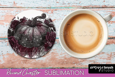 Gothic Coaster Sublimation - Dark Academia Round Coaster Sublimation OrangeBrushStudio 