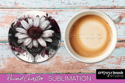 Gothic Coaster Sublimation - Dark Academia Round Coaster Sublimation OrangeBrushStudio 