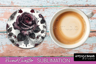 Gothic Coaster Sublimation - Dark Academia Round Coaster Sublimation OrangeBrushStudio 