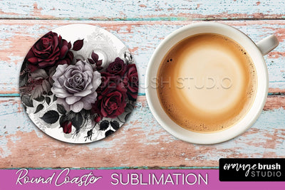Gothic Coaster Sublimation - Dark Academia Round Coaster Sublimation OrangeBrushStudio 