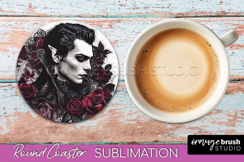 Gothic Coaster Sublimation - Dark Academia Round Coaster Sublimation OrangeBrushStudio 