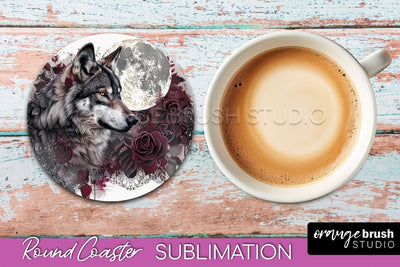 Gothic Coaster Sublimation - Dark Academia Round Coaster Sublimation OrangeBrushStudio 