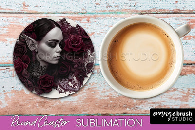 Gothic Coaster Sublimation - Dark Academia Round Coaster Sublimation OrangeBrushStudio 
