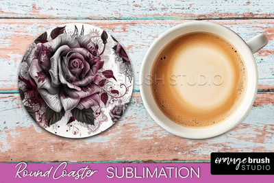 Gothic Coaster Sublimation - Dark Academia Round Coaster Sublimation OrangeBrushStudio 