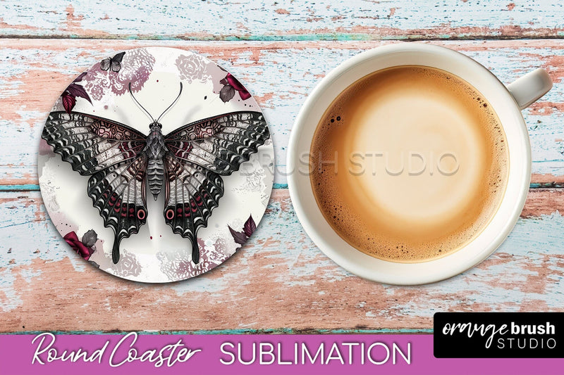 Gothic Coaster Sublimation - Dark Academia Round Coaster Sublimation OrangeBrushStudio 
