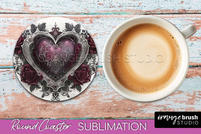 Gothic Coaster Sublimation - Dark Academia Round Coaster Sublimation OrangeBrushStudio 