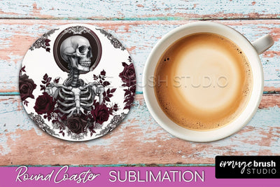 Gothic Coaster Sublimation - Dark Academia Round Coaster Sublimation OrangeBrushStudio 