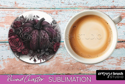 Gothic Coaster Sublimation - Dark Academia Round Coaster Sublimation OrangeBrushStudio 