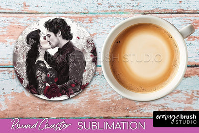 Gothic Coaster Sublimation - Dark Academia Round Coaster Sublimation OrangeBrushStudio 