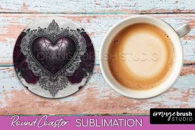Gothic Coaster Sublimation - Dark Academia Round Coaster Sublimation OrangeBrushStudio 