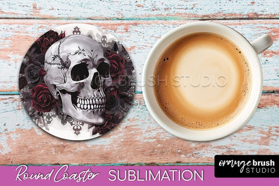 Gothic Coaster Sublimation - Dark Academia Round Coaster Sublimation OrangeBrushStudio 