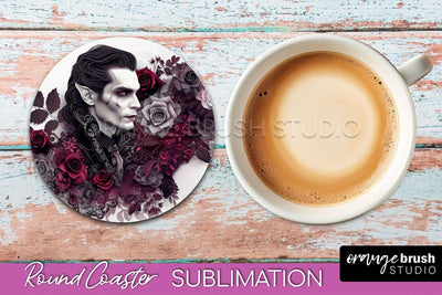 Gothic Coaster Sublimation - Dark Academia Round Coaster Sublimation OrangeBrushStudio 