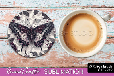 Gothic Coaster Sublimation - Dark Academia Round Coaster Sublimation OrangeBrushStudio 
