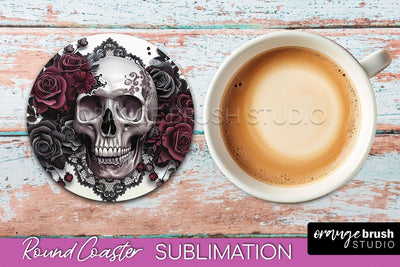 Gothic Coaster Sublimation - Dark Academia Round Coaster Sublimation OrangeBrushStudio 