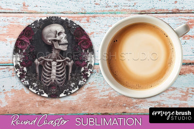 Gothic Coaster Sublimation - Dark Academia Round Coaster Sublimation OrangeBrushStudio 