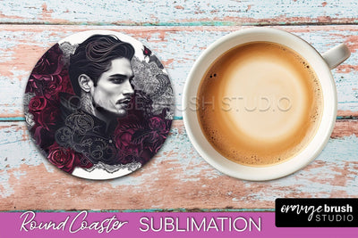 Gothic Coaster Sublimation - Dark Academia Round Coaster Sublimation OrangeBrushStudio 