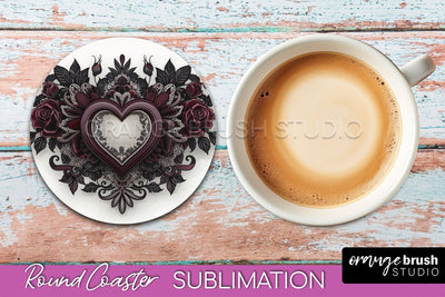 Gothic Coaster Sublimation - Dark Academia Round Coaster Sublimation OrangeBrushStudio 