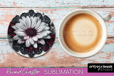 Gothic Coaster Sublimation - Dark Academia Round Coaster Sublimation OrangeBrushStudio 