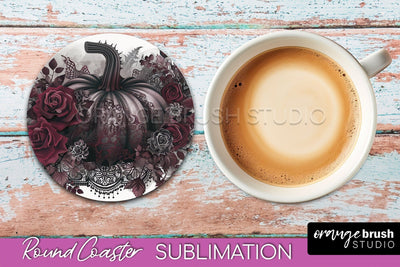 Gothic Coaster Sublimation - Dark Academia Round Coaster Sublimation OrangeBrushStudio 