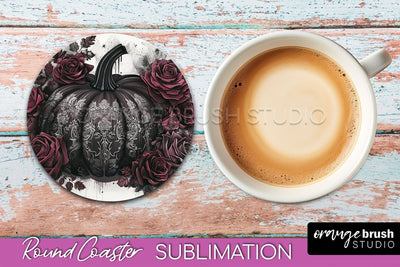 Gothic Coaster Sublimation - Dark Academia Round Coaster Sublimation OrangeBrushStudio 