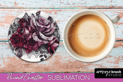 Gothic Coaster Sublimation - Dark Academia Round Coaster Sublimation OrangeBrushStudio 