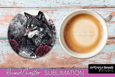 Gothic Coaster Sublimation - Dark Academia Round Coaster Sublimation OrangeBrushStudio 