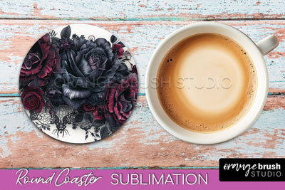 Gothic Coaster Sublimation - Dark Academia Round Coaster Sublimation OrangeBrushStudio 