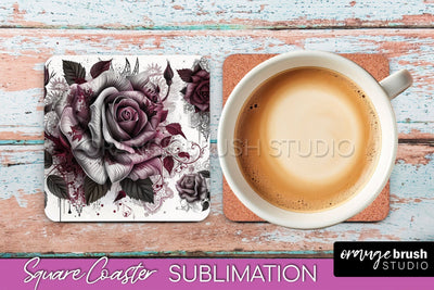 Gothic Coaster Sublimation - Dark Academia Square Coaster Sublimation OrangeBrushStudio 