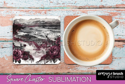 Gothic Coaster Sublimation - Dark Academia Square Coaster Sublimation OrangeBrushStudio 
