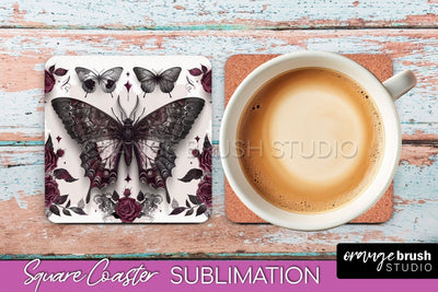 Gothic Coaster Sublimation - Dark Academia Square Coaster Sublimation OrangeBrushStudio 