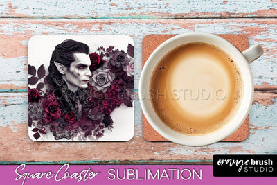 Gothic Coaster Sublimation - Dark Academia Square Coaster Sublimation OrangeBrushStudio 