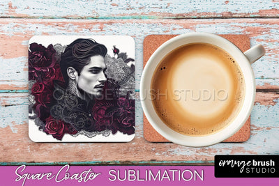 Gothic Coaster Sublimation - Dark Academia Square Coaster Sublimation OrangeBrushStudio 