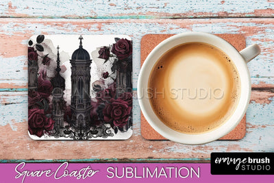 Gothic Coaster Sublimation - Dark Academia Square Coaster Sublimation OrangeBrushStudio 