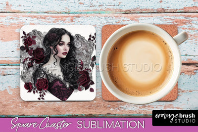 Gothic Coaster Sublimation - Dark Academia Square Coaster Sublimation OrangeBrushStudio 
