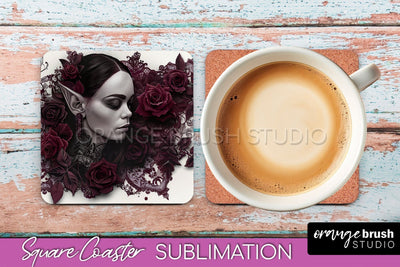 Gothic Coaster Sublimation - Dark Academia Square Coaster Sublimation OrangeBrushStudio 