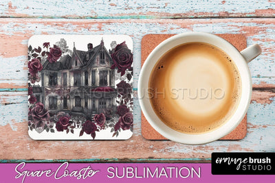 Gothic Coaster Sublimation - Dark Academia Square Coaster Sublimation OrangeBrushStudio 