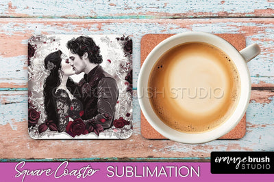 Gothic Coaster Sublimation - Dark Academia Square Coaster Sublimation OrangeBrushStudio 