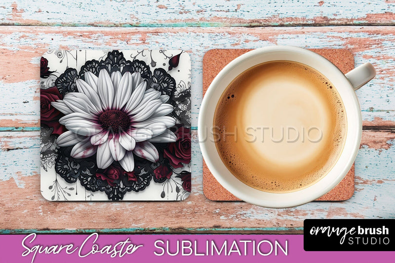 Gothic Coaster Sublimation - Dark Academia Square Coaster Sublimation OrangeBrushStudio 