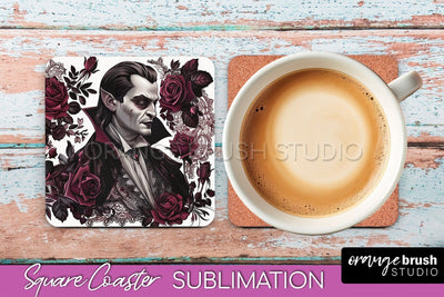 Gothic Coaster Sublimation - Dark Academia Square Coaster Sublimation OrangeBrushStudio 