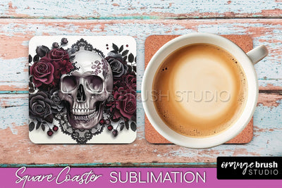 Gothic Coaster Sublimation - Dark Academia Square Coaster Sublimation OrangeBrushStudio 