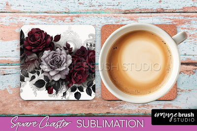 Gothic Coaster Sublimation - Dark Academia Square Coaster Sublimation OrangeBrushStudio 