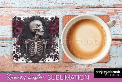 Gothic Coaster Sublimation - Dark Academia Square Coaster Sublimation OrangeBrushStudio 